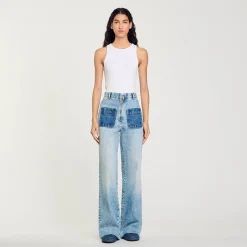 Pantalons & Jeans*SANDRO Jean Taille Haute Bleu jean clair