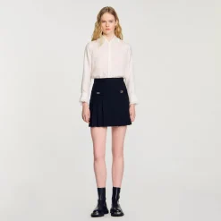 Jupes & Shorts*SANDRO Jupe Courte à Plis Piqués Noir