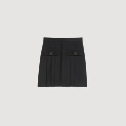 Jupes & Shorts*SANDRO Jupe Courte à Plis Piqués Noir