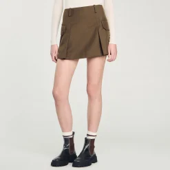 Jupes & Shorts*SANDRO Jupe Courte à Poches Kaki