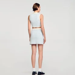 Ensembles|Jupes & Shorts*SANDRO Jupe Courte à Rayures Bleu / Blanc