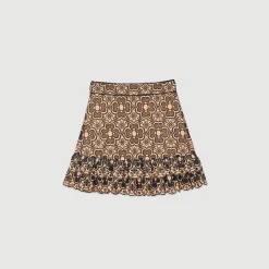 Jupes & Shorts*SANDRO Jupe Courte En Broderie Anglaise Beige / Noir