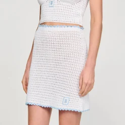 Ensembles|Jupes & Shorts*SANDRO Jupe Courte En Crochet blanc