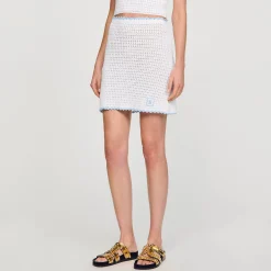 Ensembles|Jupes & Shorts*SANDRO Jupe Courte En Crochet blanc