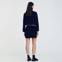 Ensembles|Jupes & Shorts*SANDRO Jupe Courte En Laine Double Face Marine