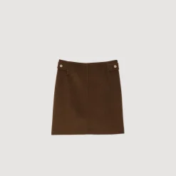 Jupes & Shorts*SANDRO Jupe Courte En Laine Double Face Kaki