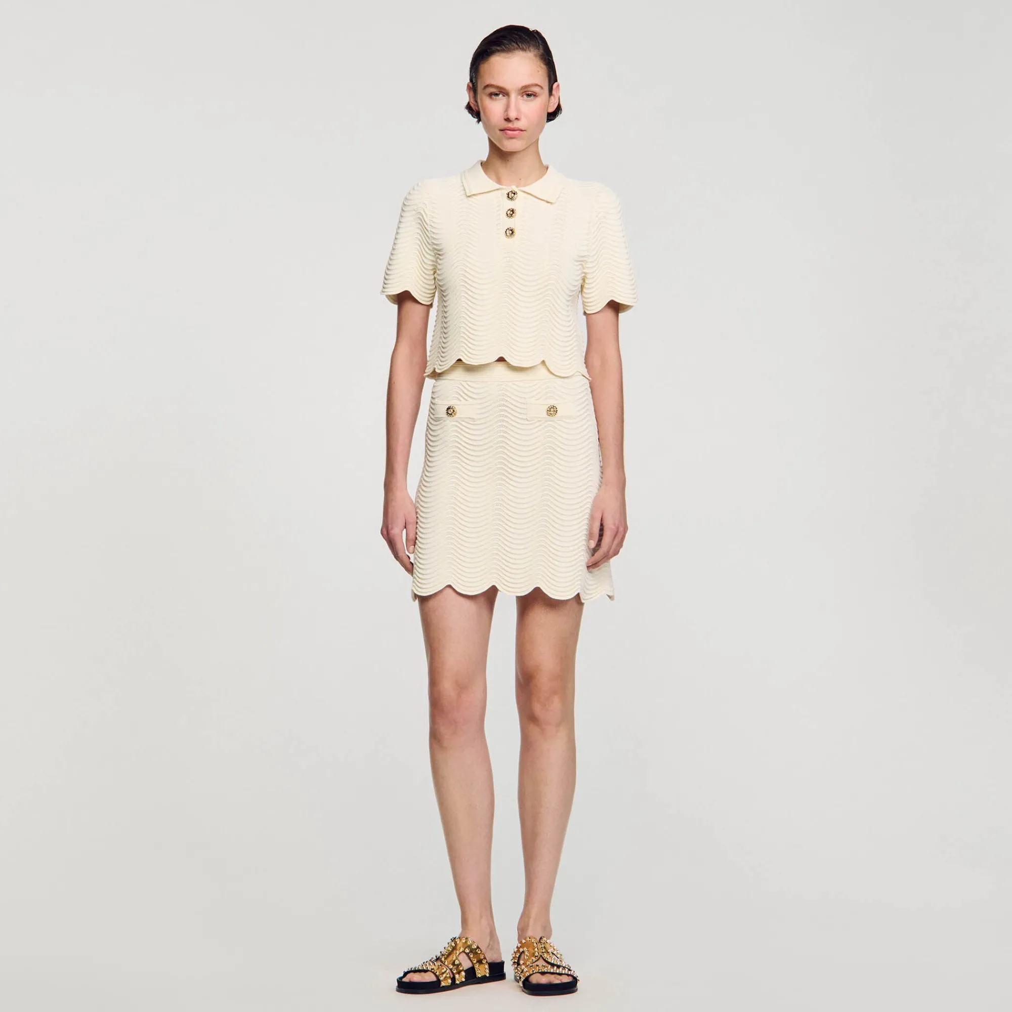 Jupes & Shorts*SANDRO Jupe Courte En Maille blanc