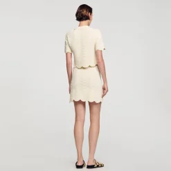 Jupes & Shorts*SANDRO Jupe Courte En Maille blanc