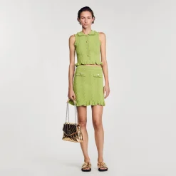 Ensembles|Jupes & Shorts*SANDRO Jupe Courte En Maille Vert Olive