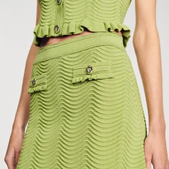Ensembles|Jupes & Shorts*SANDRO Jupe Courte En Maille Vert Olive