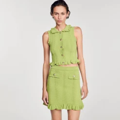Ensembles|Jupes & Shorts*SANDRO Jupe Courte En Maille Vert Olive