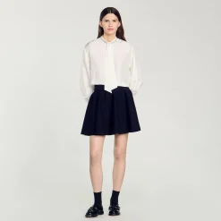Jupes & Shorts*SANDRO Jupe Courte En Maille Marine