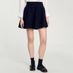 Jupes & Shorts*SANDRO Jupe Courte En Maille Marine