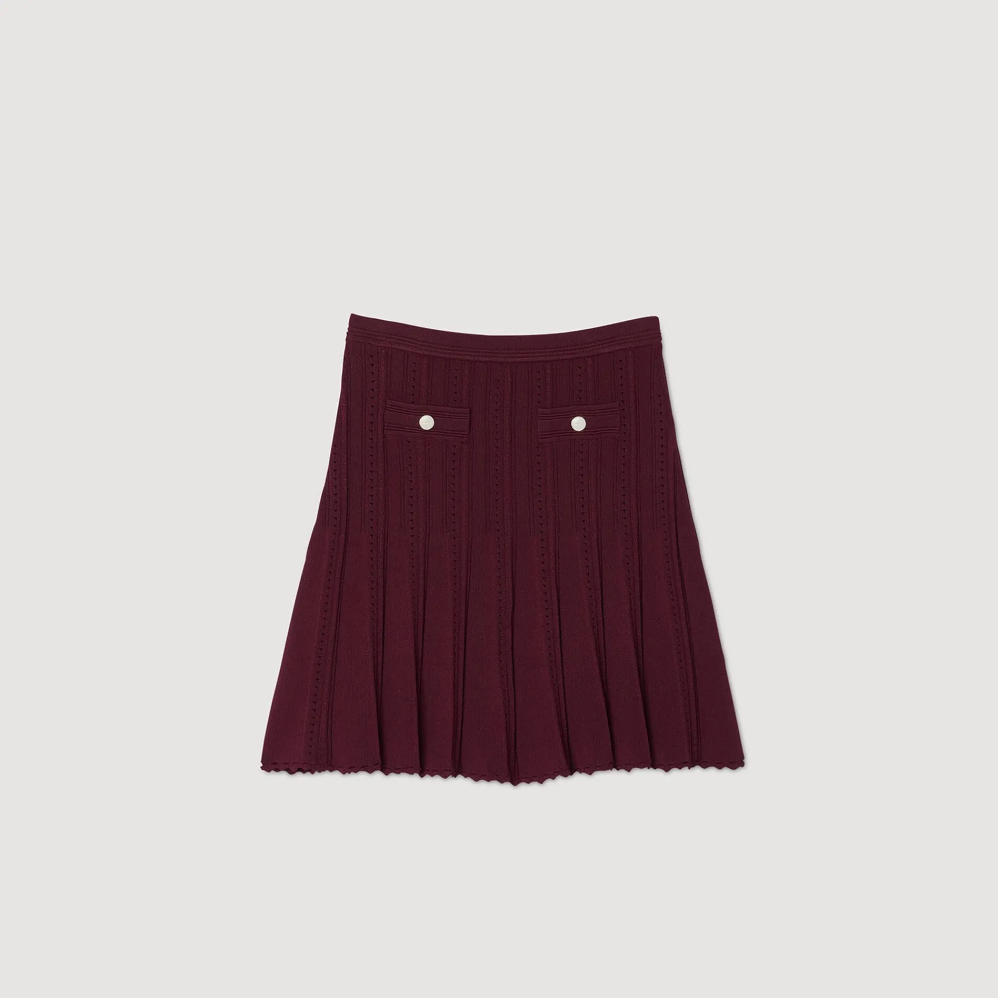 Ensembles|Jupes & Shorts*SANDRO Jupe Courte En Maille Plissée Bordeaux