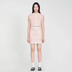 Ensembles|Jupes & Shorts*SANDRO Jupe Courte En Tweed Rose