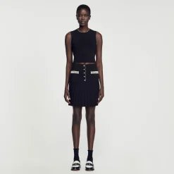 Ensembles|Jupes & Shorts*SANDRO Jupe Courte Ornée De Perles Noir