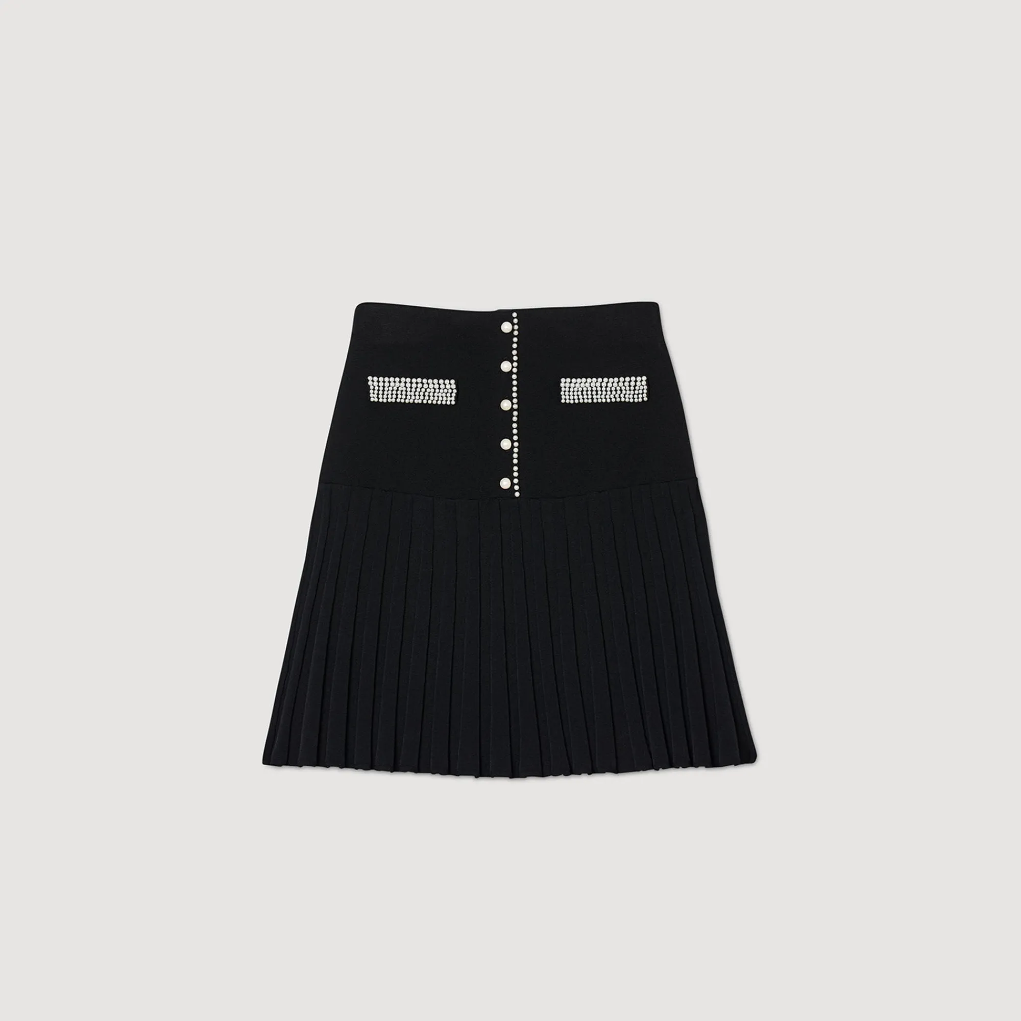 Ensembles|Jupes & Shorts*SANDRO Jupe Courte Ornée De Perles Noir
