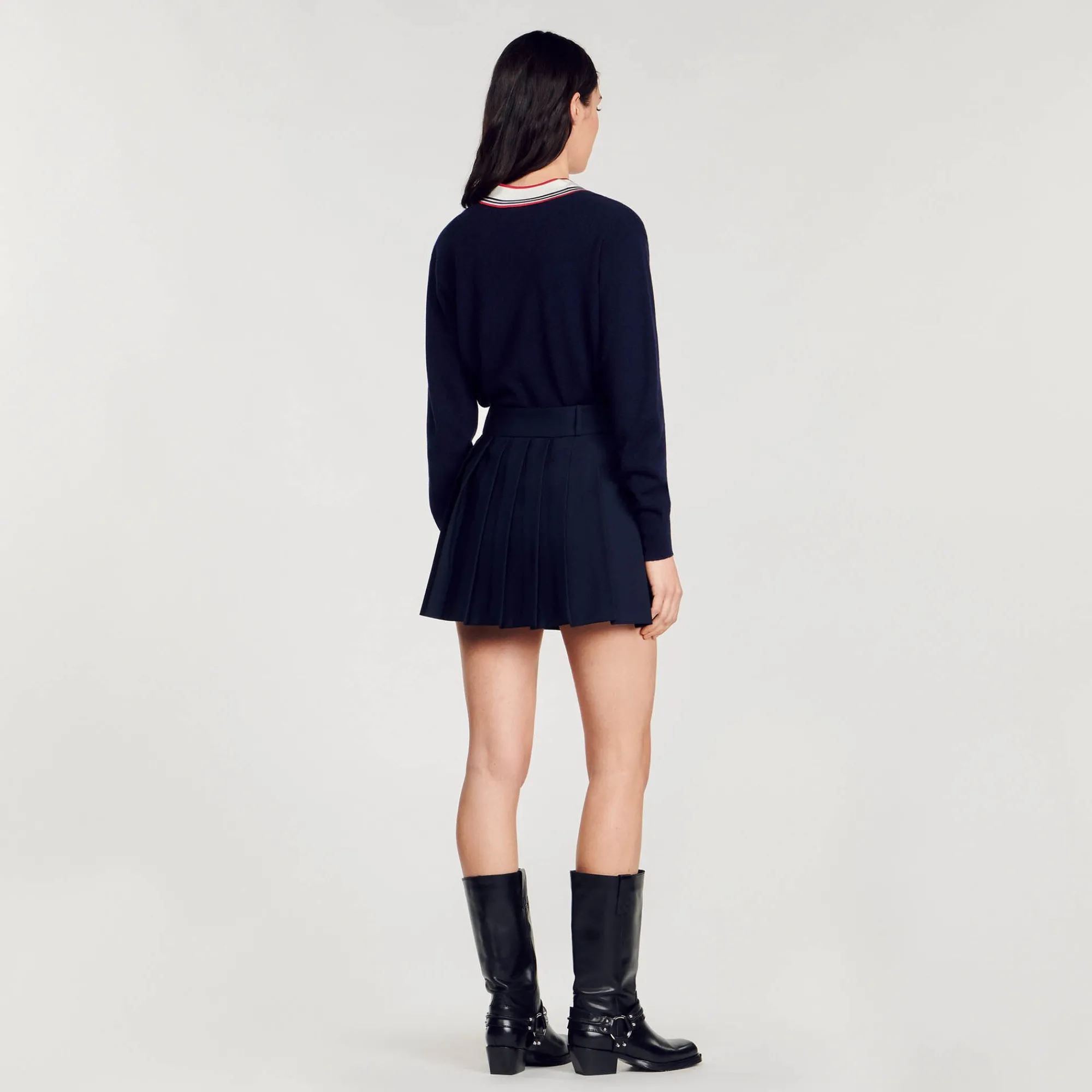 Jupes & Shorts*SANDRO Jupe Courte Plissée Marine