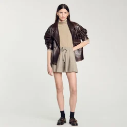 Jupes & Shorts*SANDRO Jupe Courte Plissée Camel