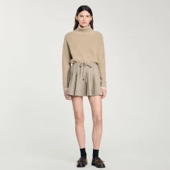 Jupes & Shorts*SANDRO Jupe Courte Plissée Camel