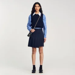 Jupes & Shorts*SANDRO Jupe Courte Plissée Asymétrique Marine