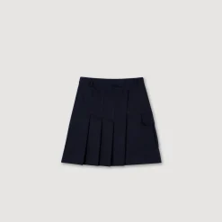 Jupes & Shorts*SANDRO Jupe Courte Plissée Asymétrique Marine