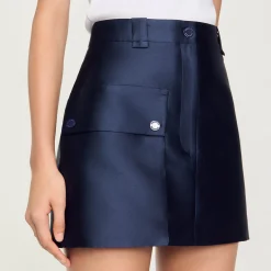 Jupes & Shorts*SANDRO Jupe Courte Satinée Bleu Nuit