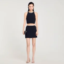 Ensembles|Jupes & Shorts*SANDRO Jupe Courte Strassée Noir