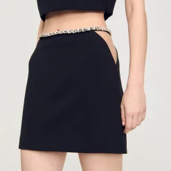 Ensembles|Jupes & Shorts*SANDRO Jupe Courte Strassée Noir