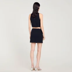 Ensembles|Jupes & Shorts*SANDRO Jupe Courte Strassée Noir