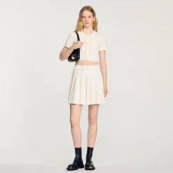 Ensembles|Jupes & Shorts*SANDRO Jupe En Maille Pointelle Ecru