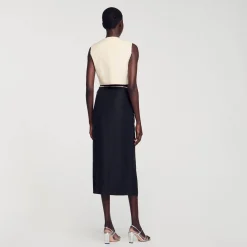 Ensembles|Jupes & Shorts*SANDRO Jupe Fendue Strassée Noir