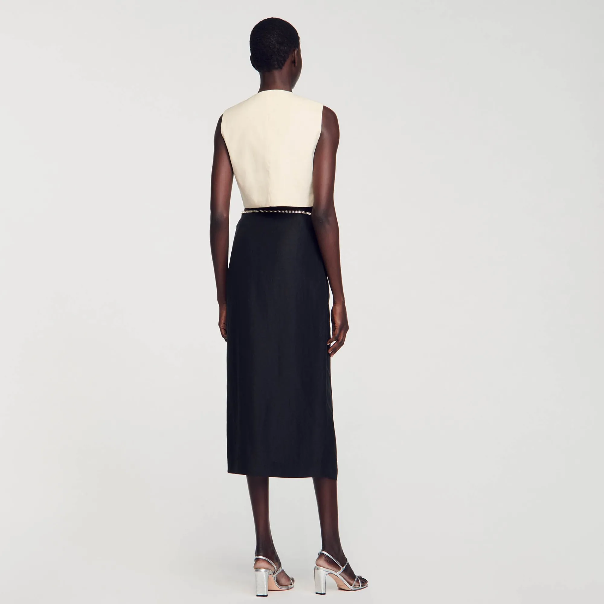 Ensembles|Jupes & Shorts*SANDRO Jupe Fendue Strassée Noir