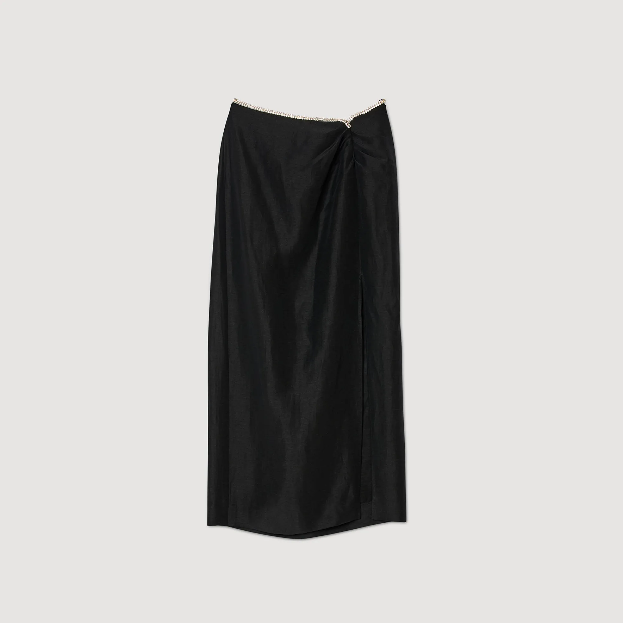 Ensembles|Jupes & Shorts*SANDRO Jupe Fendue Strassée Noir