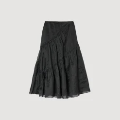 Jupes & Shorts*SANDRO Jupe Longue à Volants Noir
