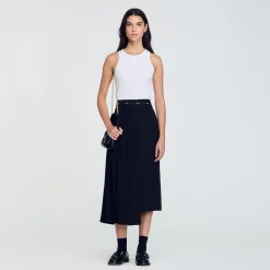 Jupes & Shorts*SANDRO Jupe Longue Asymétrique Noir
