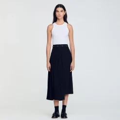 Jupes & Shorts*SANDRO Jupe Longue Asymétrique Noir