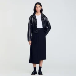 Jupes & Shorts*SANDRO Jupe Longue Asymétrique Noir