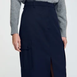 Jupes & Shorts*SANDRO Jupe Longue Cargo Marine