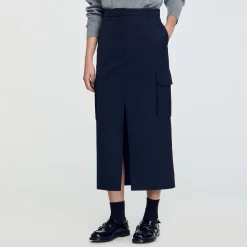 Jupes & Shorts*SANDRO Jupe Longue Cargo Marine