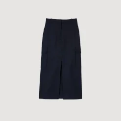 Jupes & Shorts*SANDRO Jupe Longue Cargo Marine