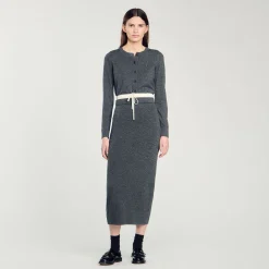 Jupes & Shorts*SANDRO Jupe Longue Double Ceinture Gris Foncé
