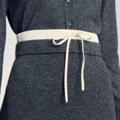 Jupes & Shorts*SANDRO Jupe Longue Double Ceinture Gris Foncé