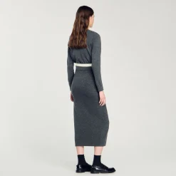 Jupes & Shorts*SANDRO Jupe Longue Double Ceinture Gris Foncé