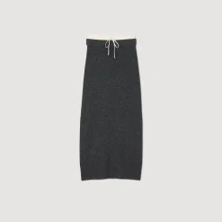 Jupes & Shorts*SANDRO Jupe Longue Double Ceinture Gris Foncé