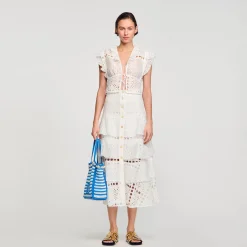Jupes & Shorts*SANDRO Jupe Longue En Broderie Anglaise blanc