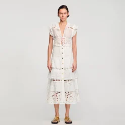 Jupes & Shorts*SANDRO Jupe Longue En Broderie Anglaise blanc