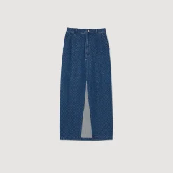 Jupes & Shorts*SANDRO Jupe Longue En Jean Strassé Bleu jean