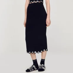Ensembles|Jupes & Shorts*SANDRO Jupe Longue En Maille Noir
