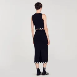 Ensembles|Jupes & Shorts*SANDRO Jupe Longue En Maille Noir